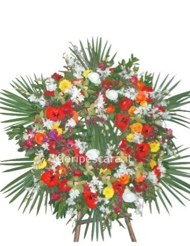 Corona funebre di fiori misti